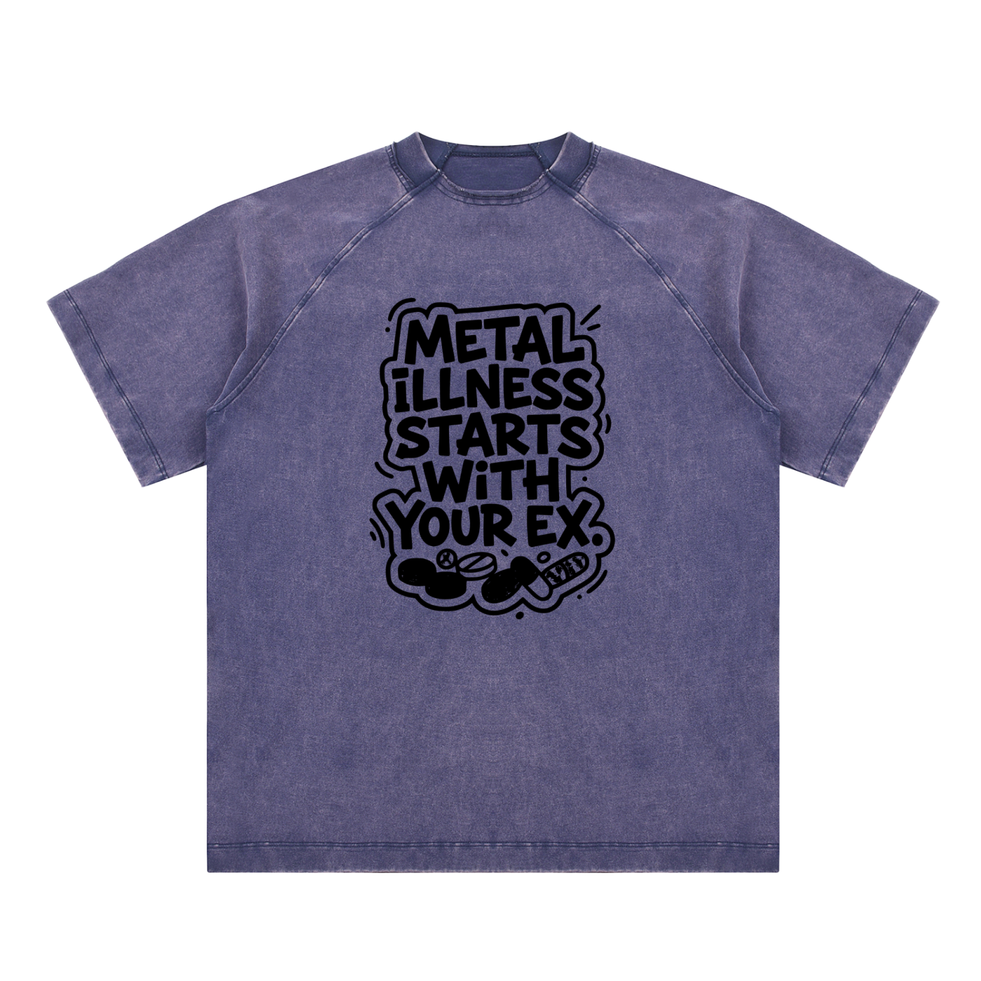 Vintage Washed Raglan Cotton T-Shirt