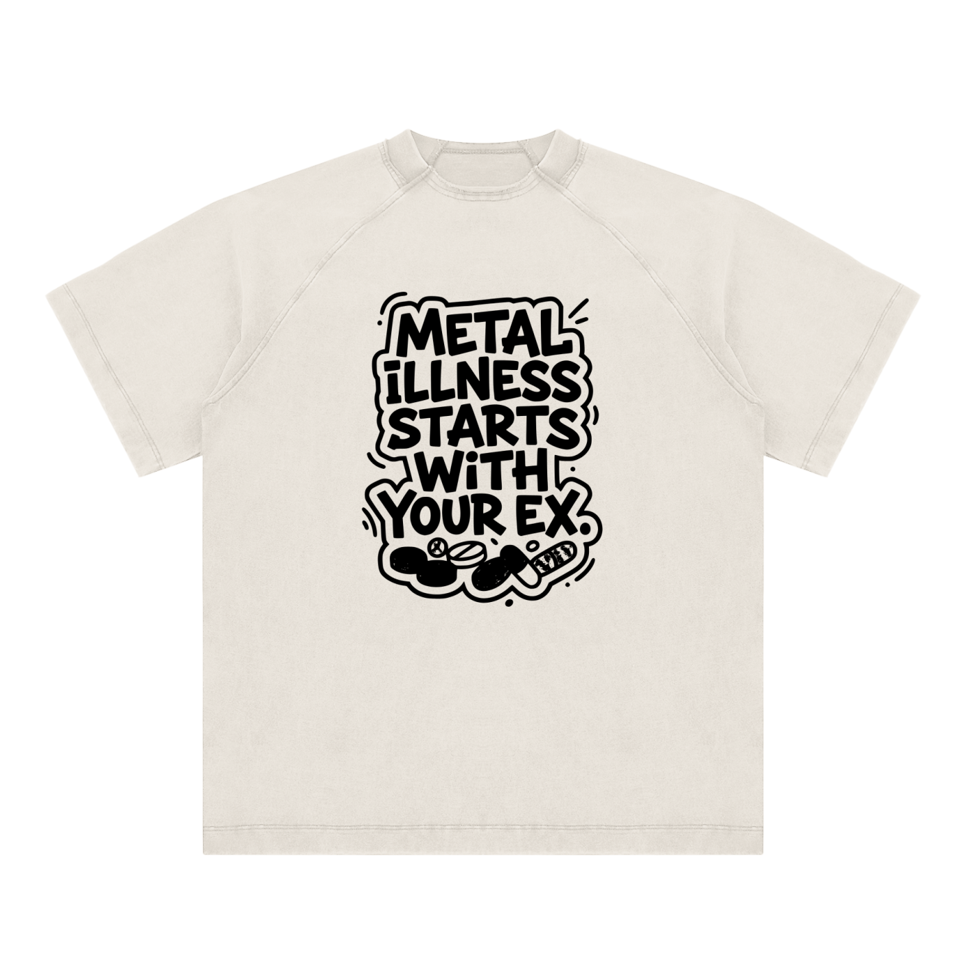 Vintage Washed Raglan Cotton T-Shirt