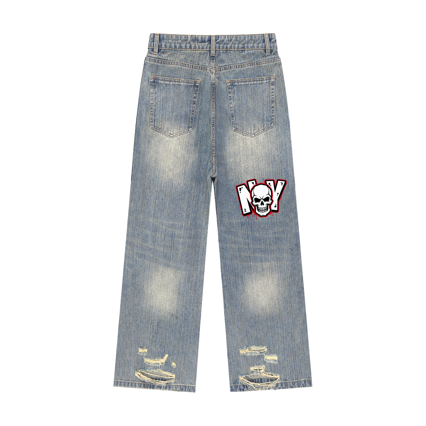 Vintage Wash Distressed Denim Jeans