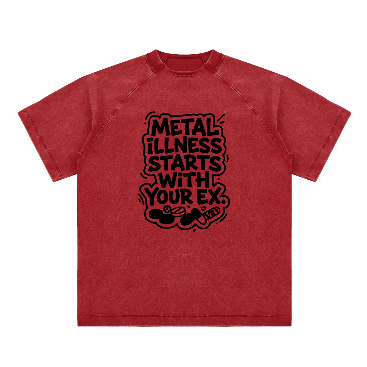 Vintage Washed Raglan Cotton T-Shirt